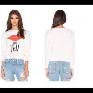 Wildfox kiss and tell crop oversized sweatshirt size small white with red